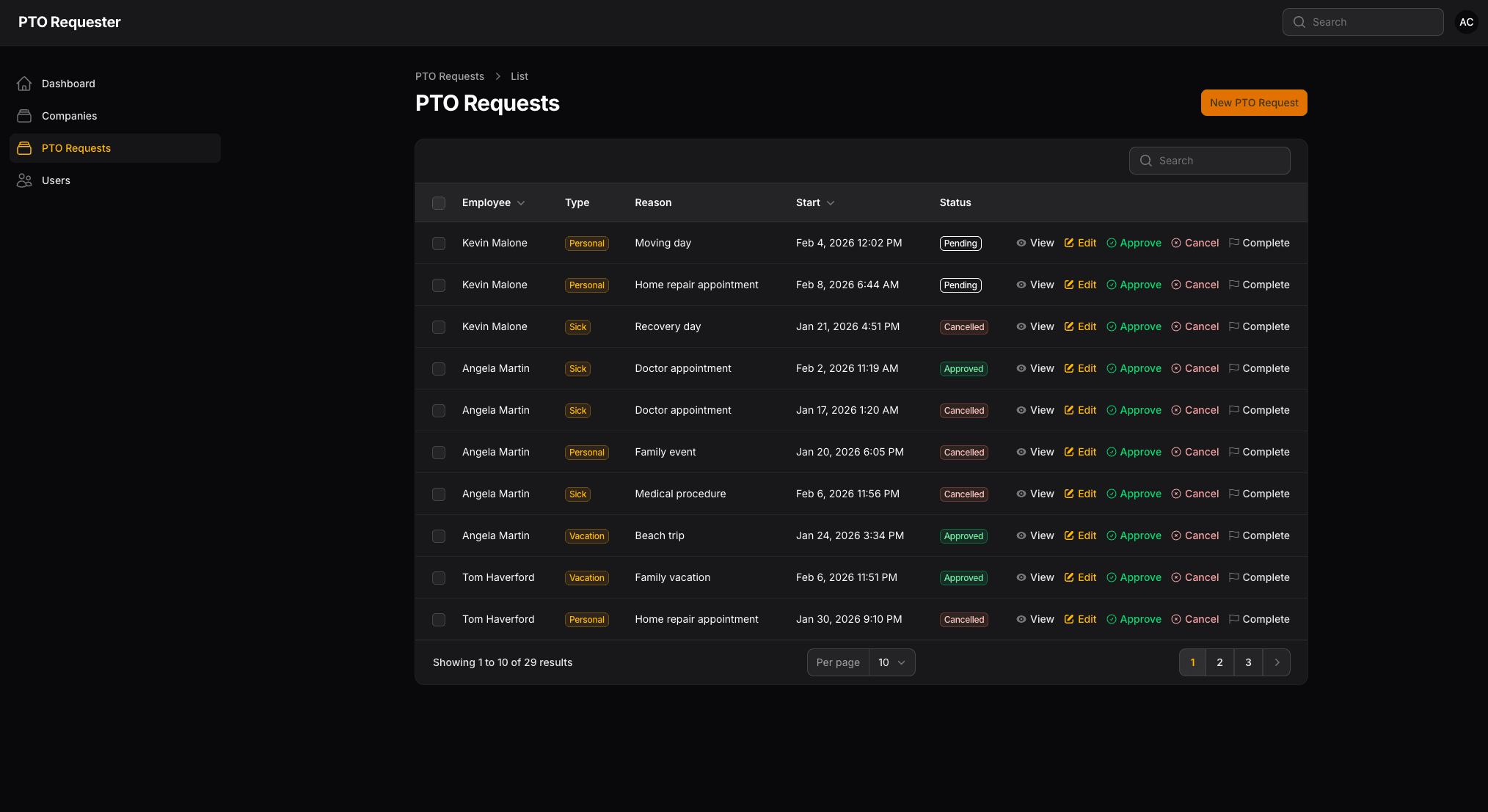 PTO Management System